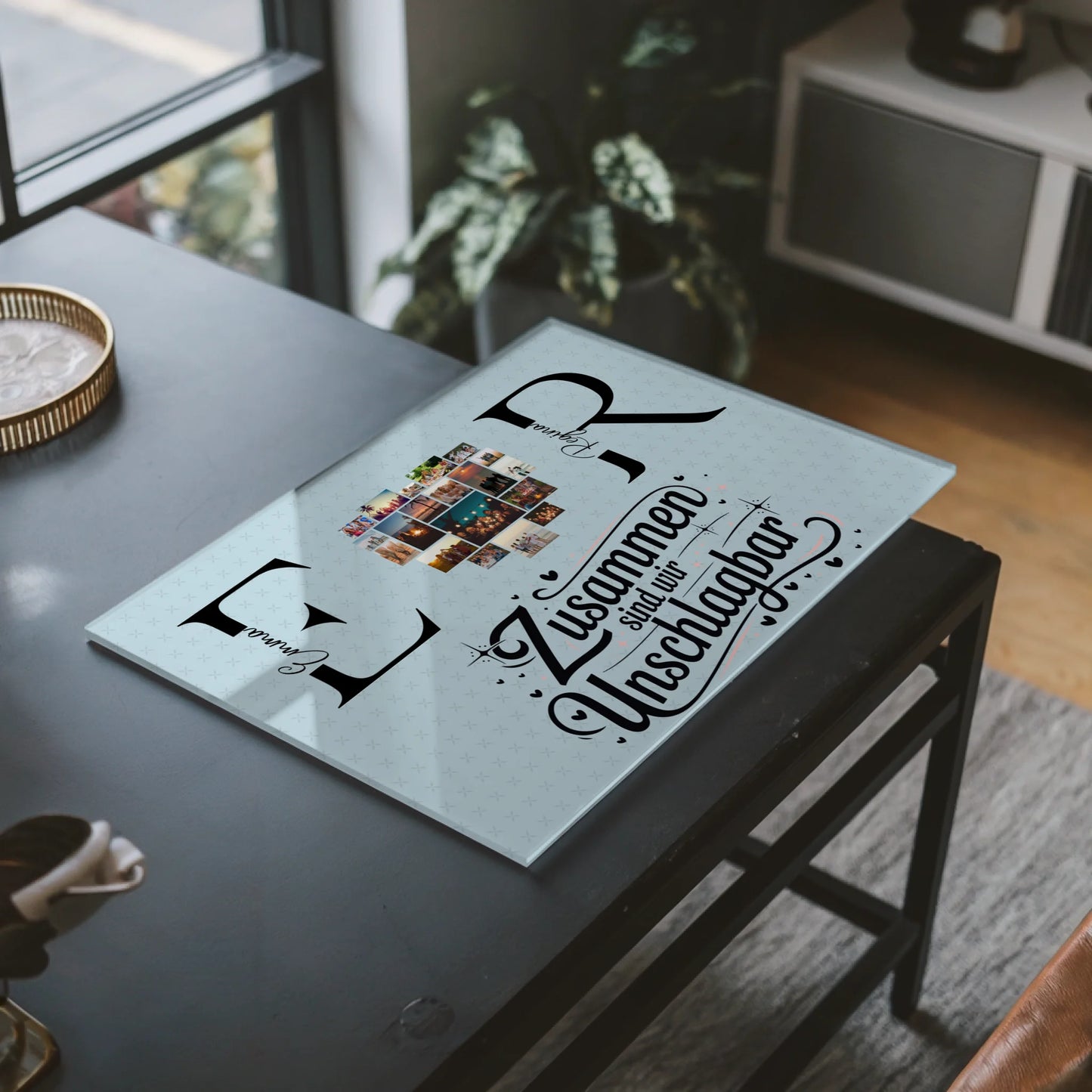 Personalisiertes Acrylglas Wandbild mit Fotos Initialien und Namen Personalisiert