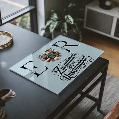Personalisiertes Acrylglas Wandbild mit Fotos Initialien und Namen Personalisiert