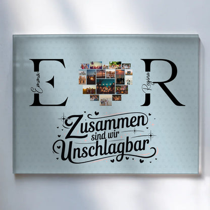 Personalisiertes Acrylglas Wandbild mit Fotos Initialien und Namen Personalisiert