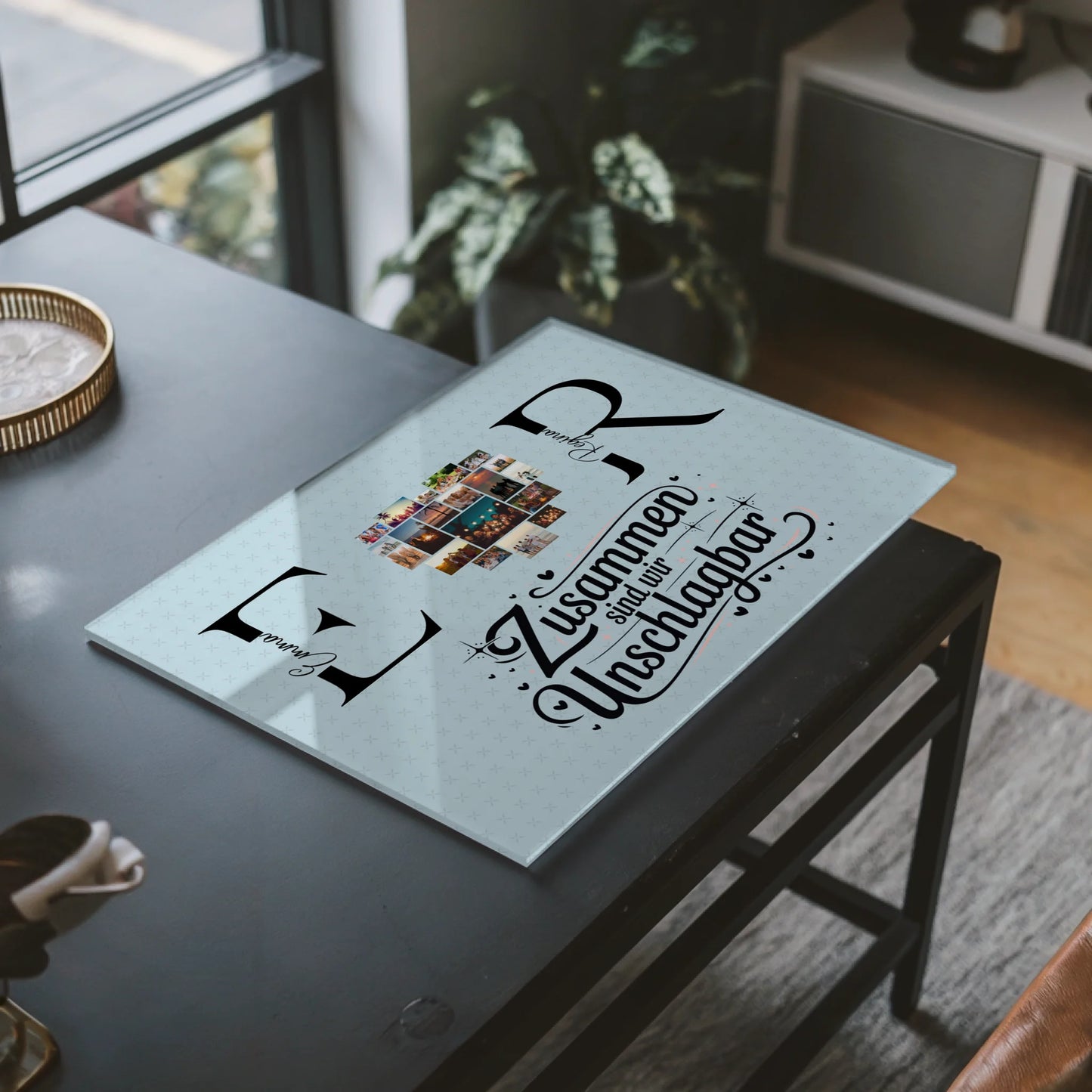 Personalisiertes Acrylglas Wandbild mit Fotos Initialien und Namen Personalisiert