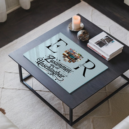 Personalisiertes Acrylglas Wandbild mit Fotos Initialien und Namen Personalisiert