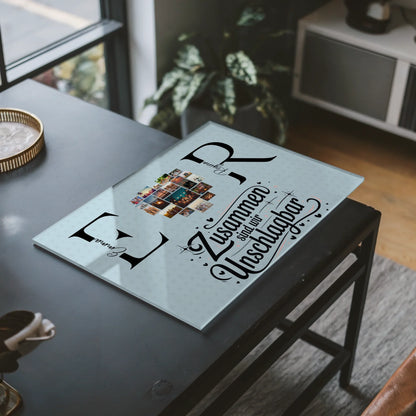 Personalisiertes Acrylglas Wandbild mit Fotos Initialien und Namen Personalisiert