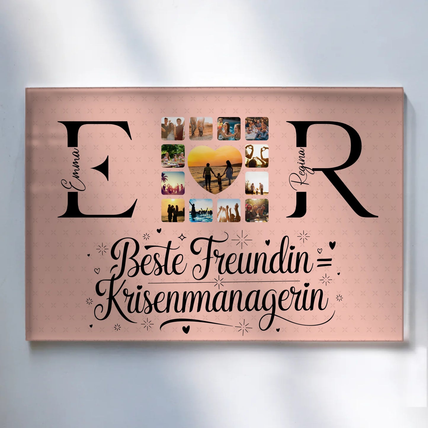 Personalisiertes Acrylglasbild Magnetisch mit Fotos Namen und Initialien Geschenk