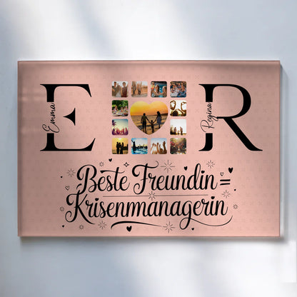 Personalisiertes Acrylglasbild Magnetisch mit Fotos Namen und Initialien Geschenk