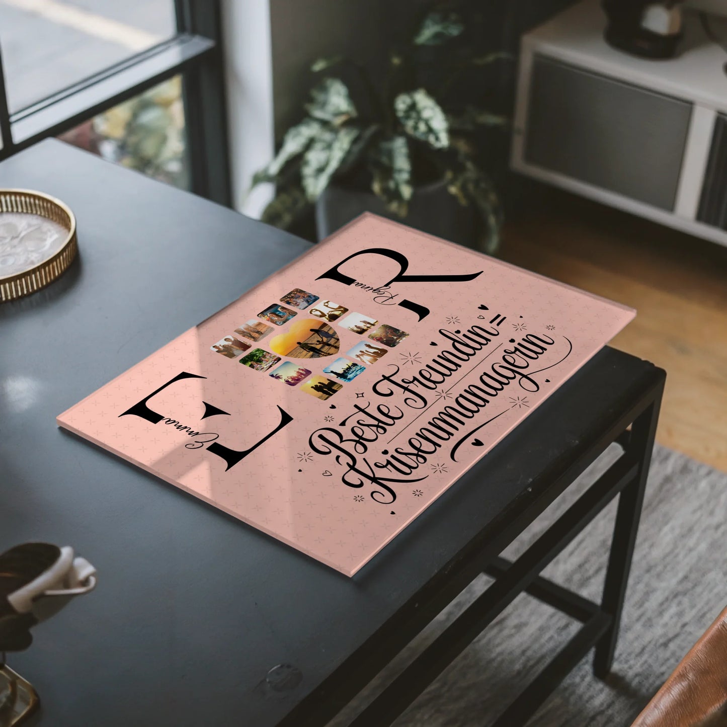 Personalisiertes Acrylglasbild Magnetisch mit Fotos Namen und Initialien Geschenk