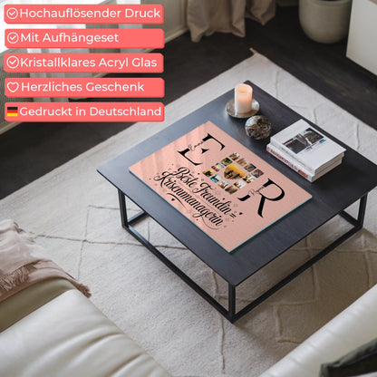 Personalisiertes Acrylglasbild Magnetisch mit Fotos Namen und Initialien Geschenk