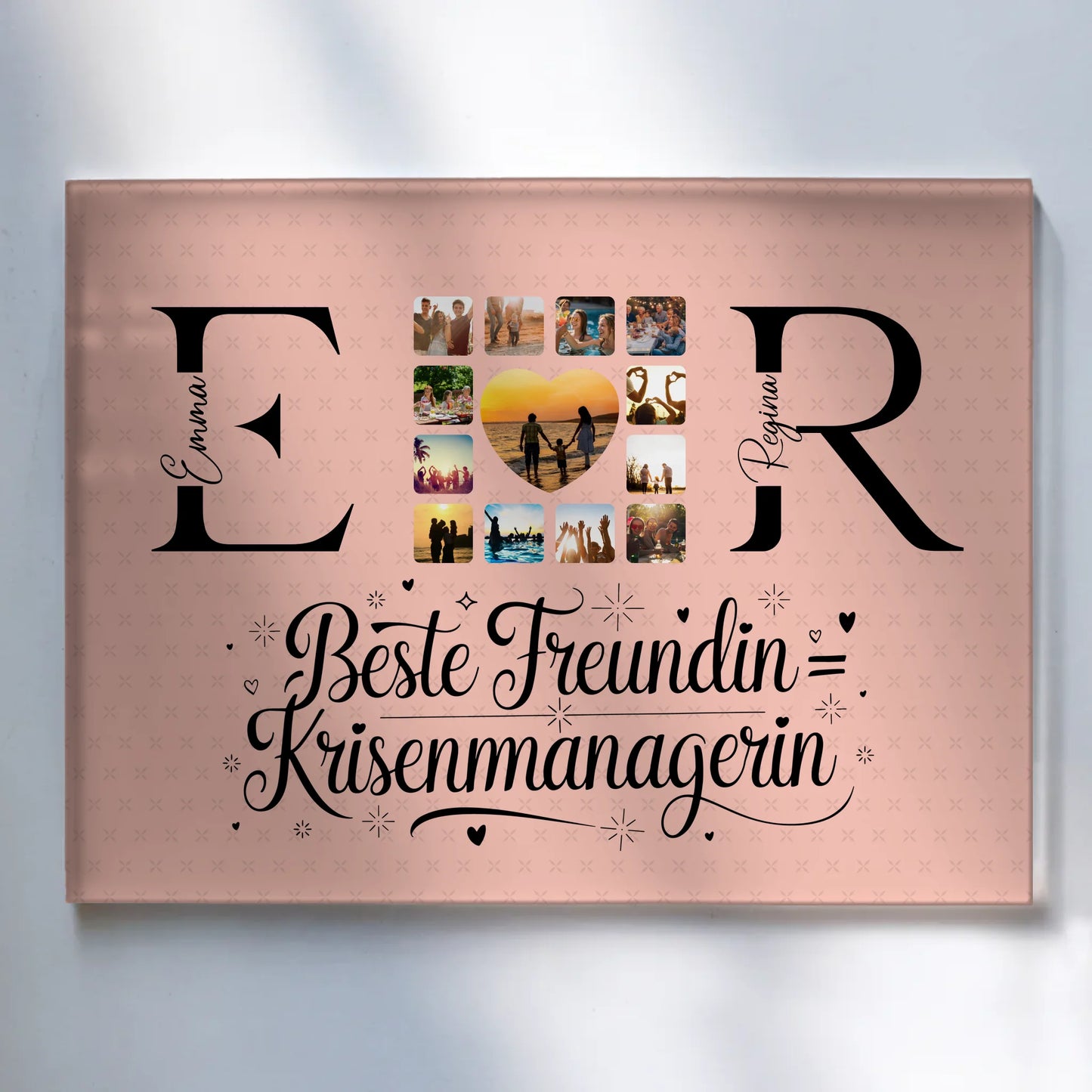 Personalisiertes Acrylglasbild Magnetisch mit Fotos Namen und Initialien Geschenk