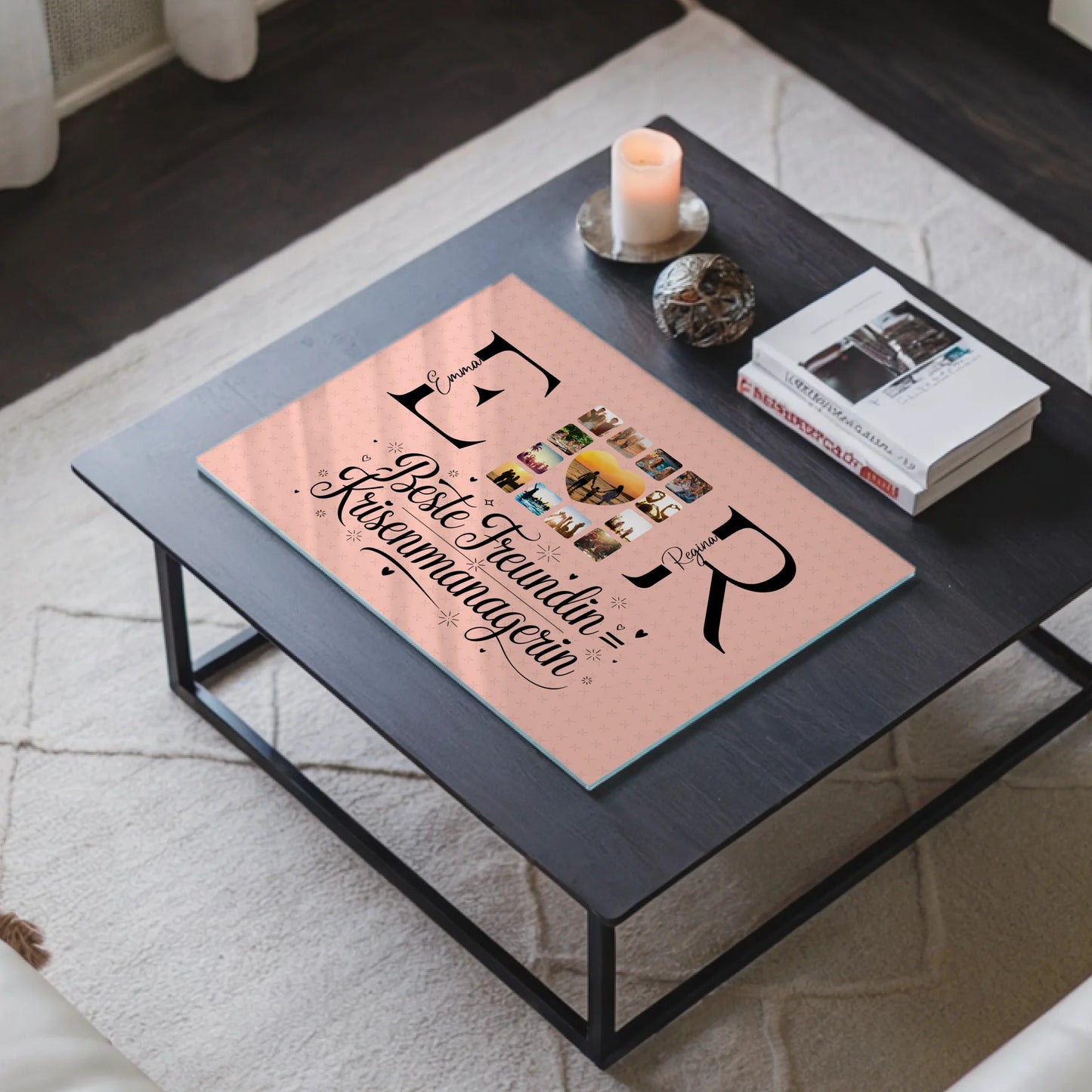 Personalisiertes Acrylglasbild Magnetisch mit Fotos Namen und Initialien Geschenk