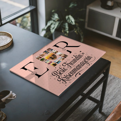 Personalisiertes Acrylglasbild Magnetisch mit Fotos Namen und Initialien Geschenk