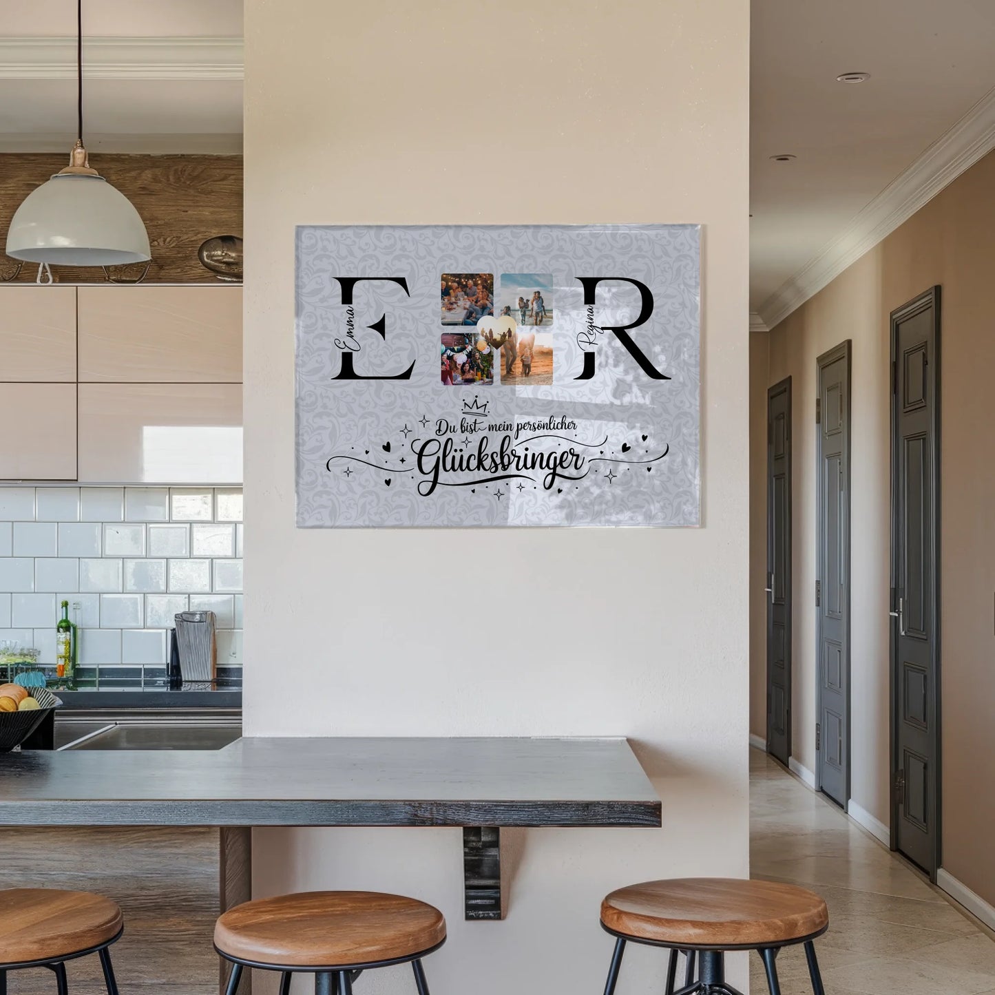 Personalisiertes Acrylglas Bild magnetisch mit Initialien Namen und Fotos Personalisiert