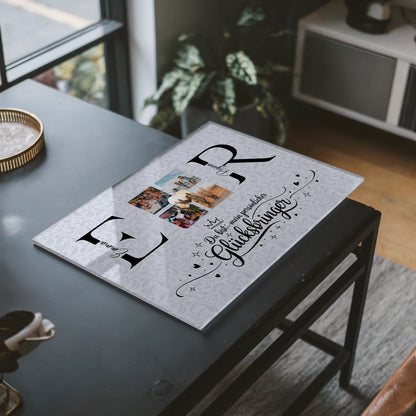 Personalisiertes Acrylglas Bild magnetisch mit Initialien Namen und Fotos Personalisiert