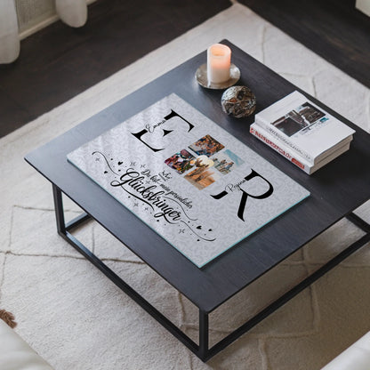 Personalisiertes Acrylglas Bild magnetisch mit Initialien Namen und Fotos Personalisiert