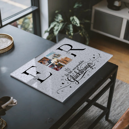 Personalisiertes Acrylglas Bild magnetisch mit Initialien Namen und Fotos Personalisiert