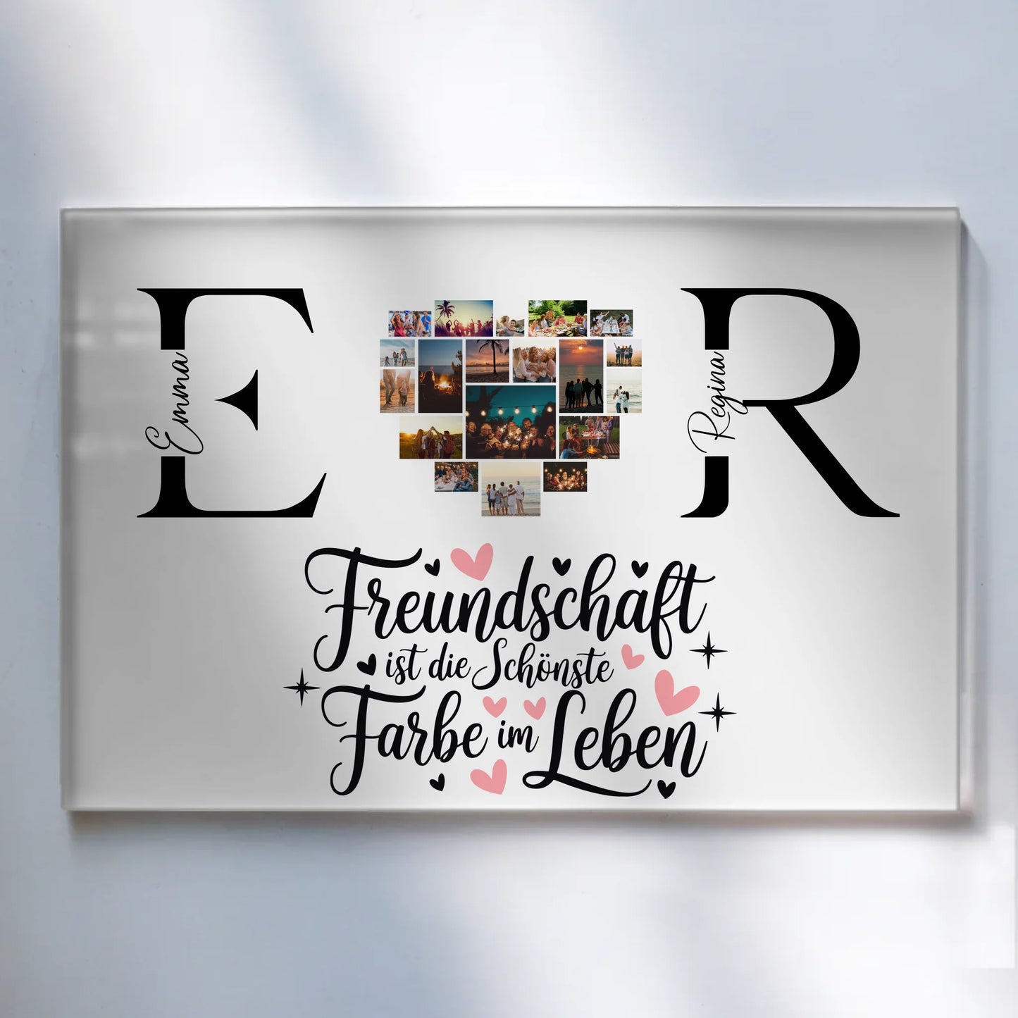 Acrylglasbild Personalisiert magnetisch mit Fotos Initialien und Namen Personalisiert
