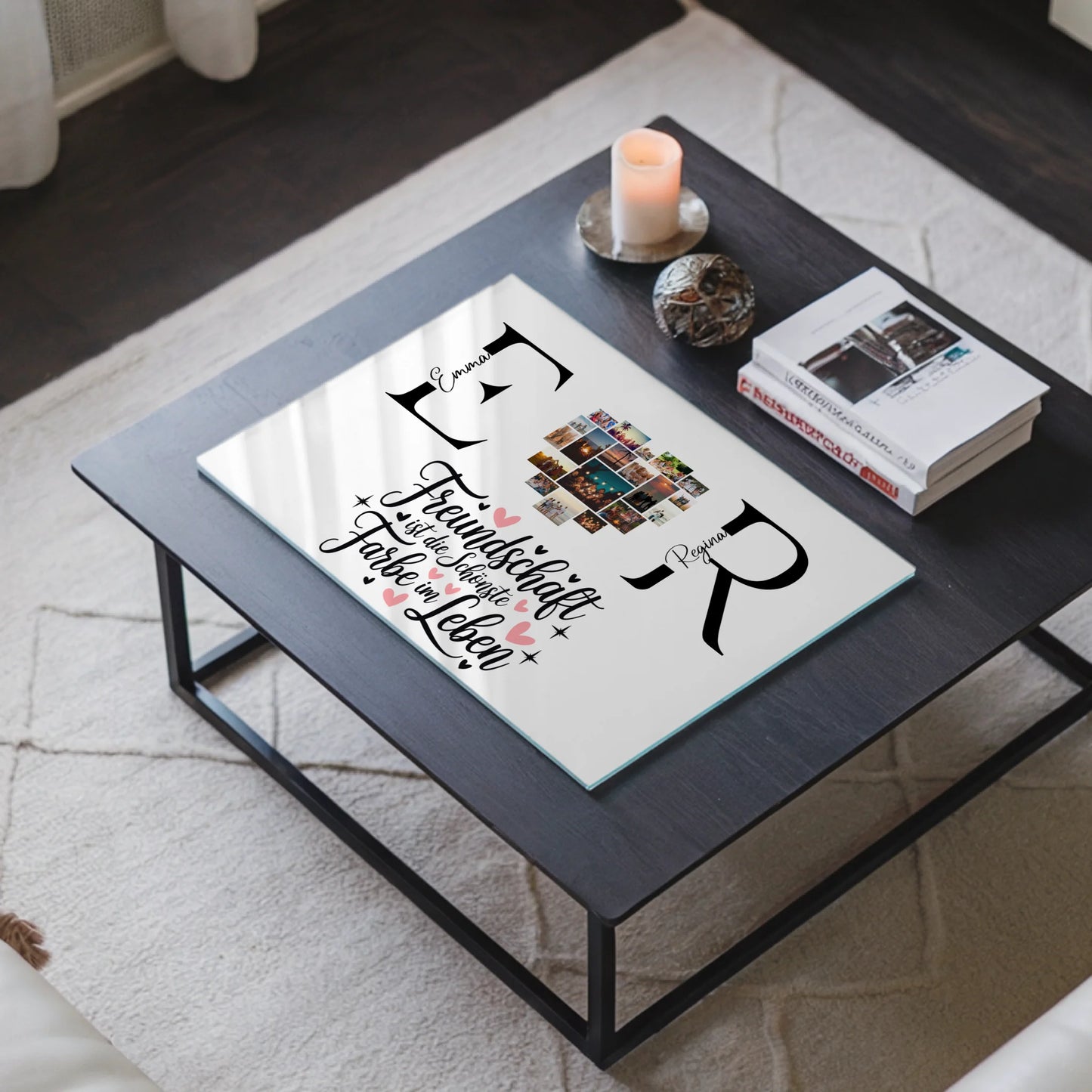 Acrylglasbild Personalisiert magnetisch mit Fotos Initialien und Namen Personalisiert