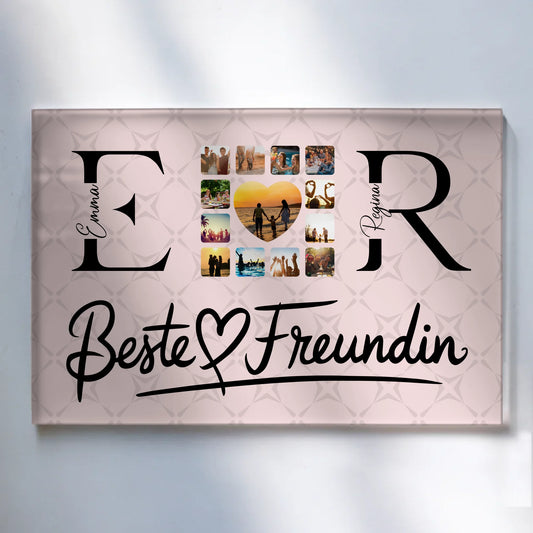 Acrylglas Bild Personalisiert magnetisch mit Fotos Namen und Initialien Geschenk