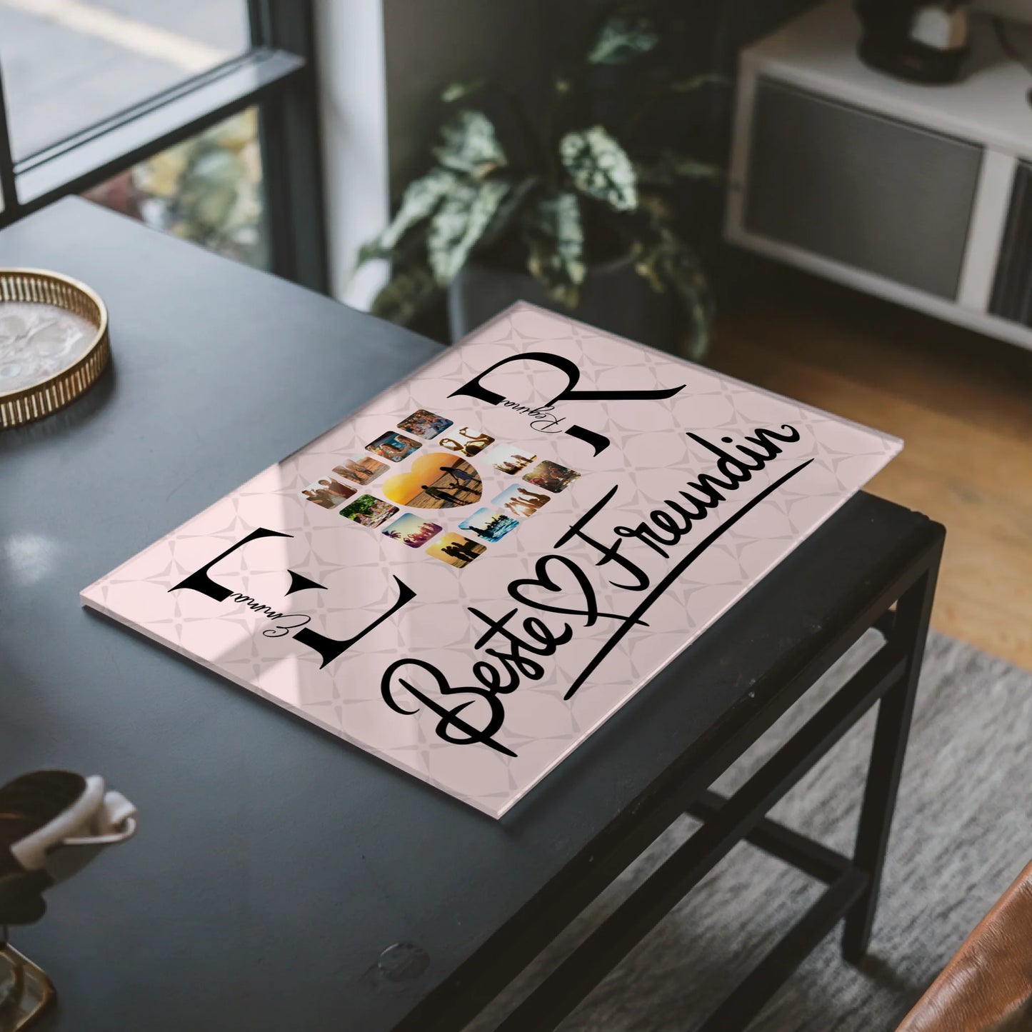 Acrylglas Bild Personalisiert magnetisch mit Fotos Namen und Initialien Geschenk