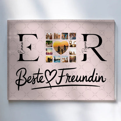 Acrylglas Bild Personalisiert magnetisch mit Fotos Namen und Initialien Geschenk