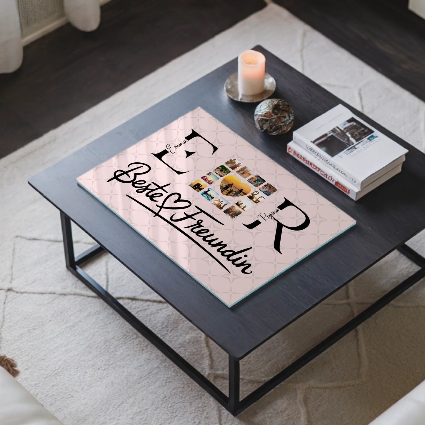 Acrylglas Bild Personalisiert magnetisch mit Fotos Namen und Initialien Geschenk