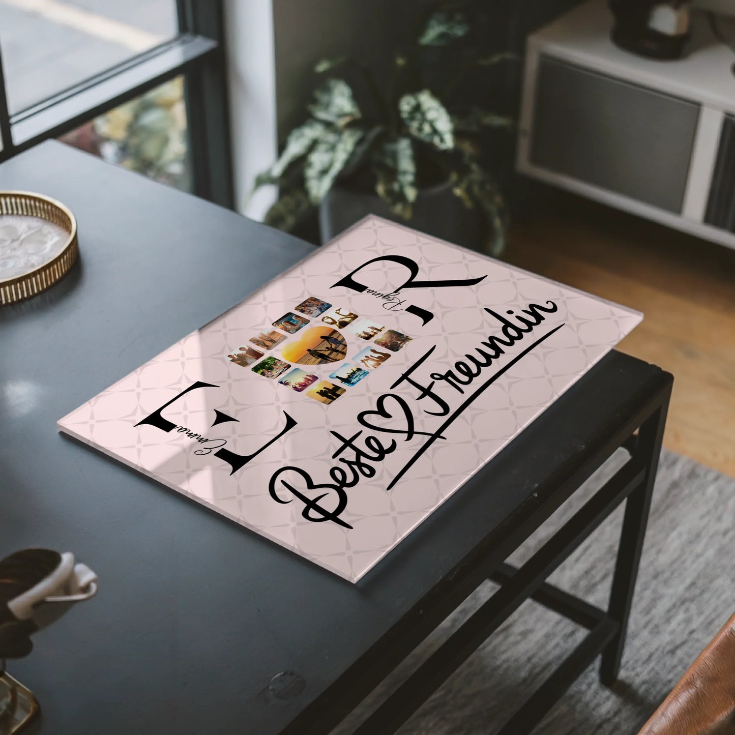 Acrylglas Bild Personalisiert magnetisch mit Fotos Namen und Initialien Geschenk