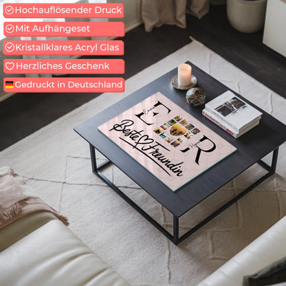 Acrylglas Bild Personalisiert magnetisch mit Fotos Namen und Initialien Geschenk