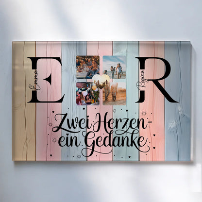 Acrylglas Wandbild Personalisiert magnetisch mit Initialien Namen und Fotos Personalisiert