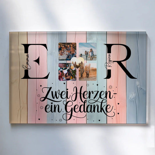 Acrylglas Wandbild Personalisiert magnetisch mit Initialien Namen und Fotos Personalisiert