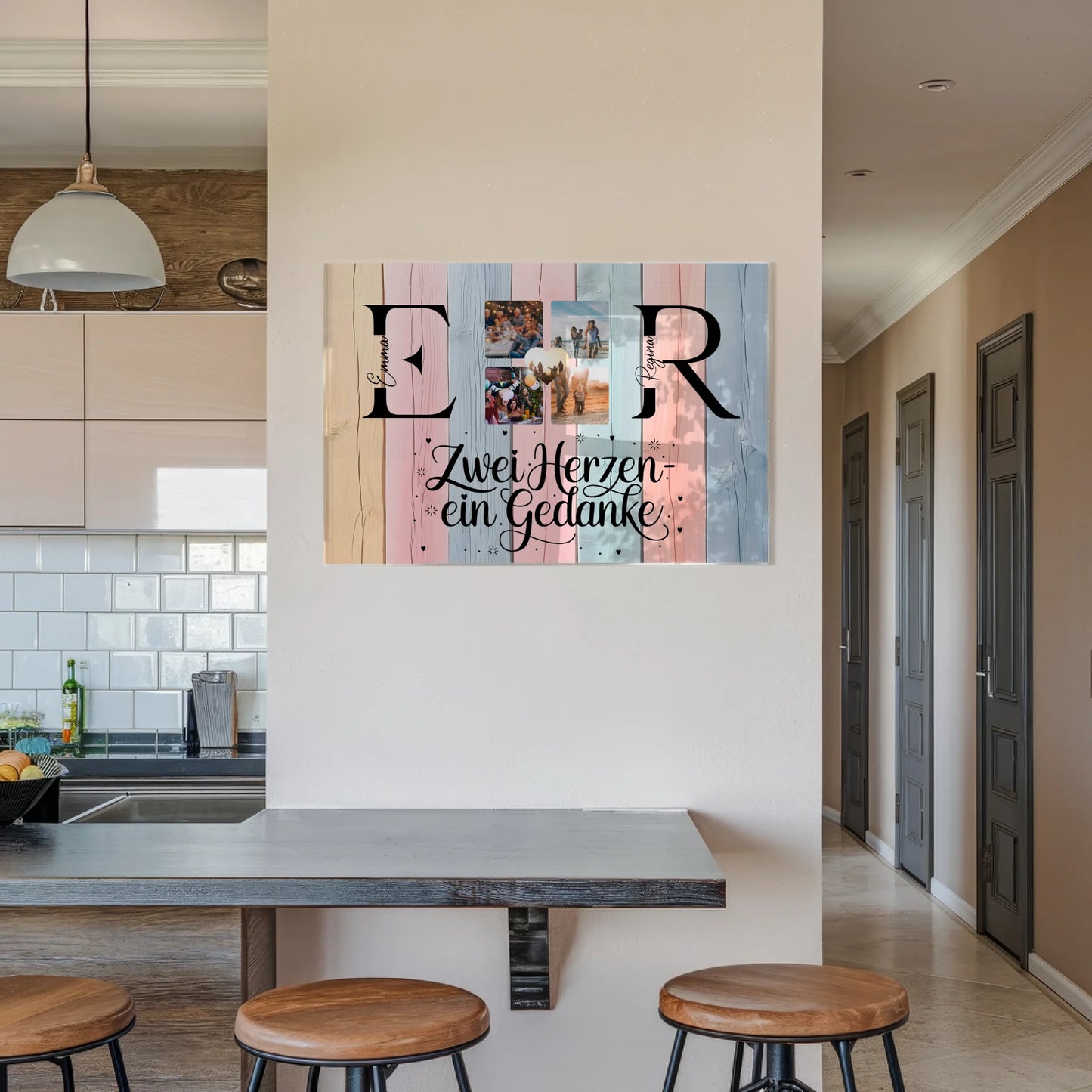 Acrylglas Wandbild Personalisiert magnetisch mit Initialien Namen und Fotos Personalisiert