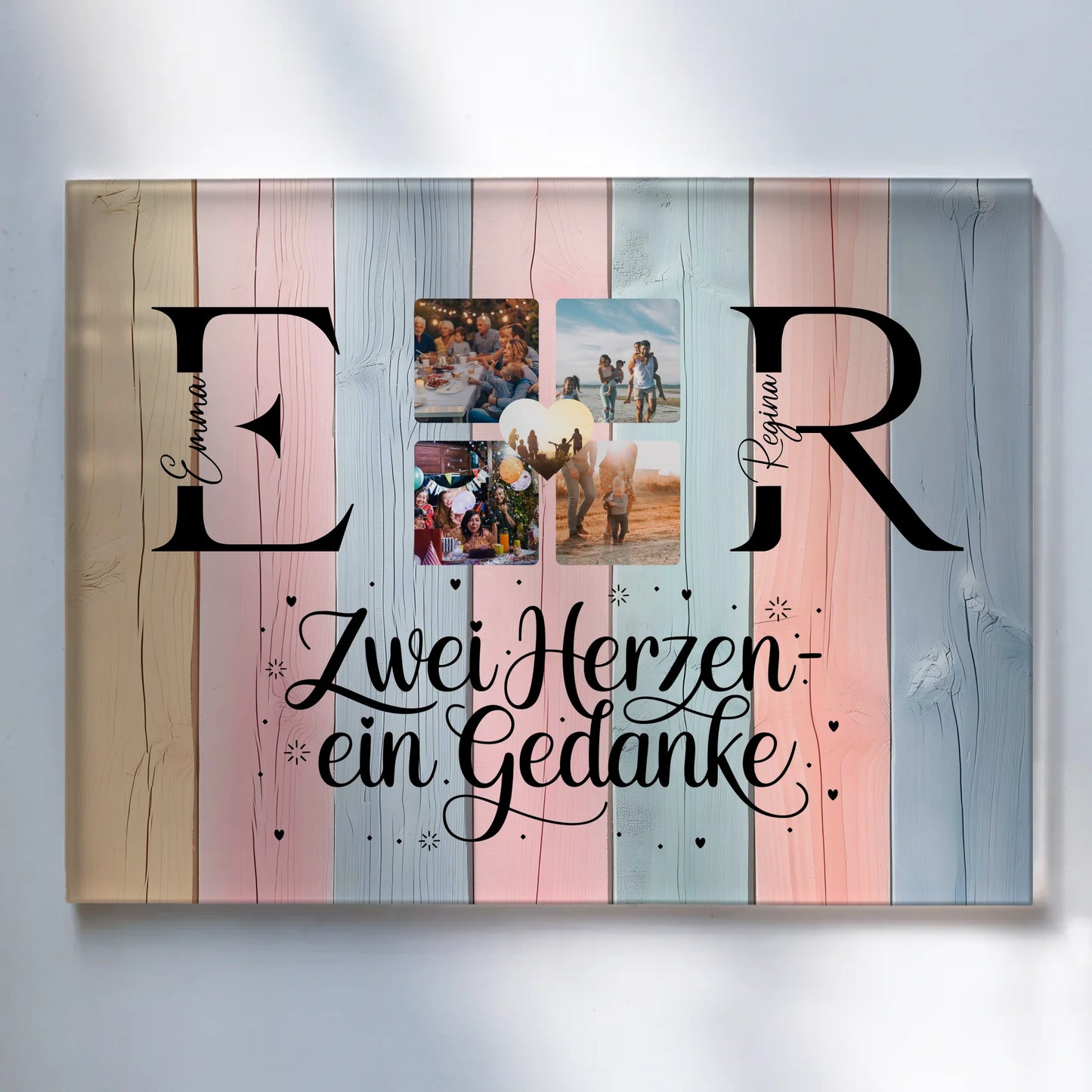 Acrylglas Wandbild Personalisiert magnetisch mit Initialien Namen und Fotos Personalisiert