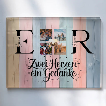 Acrylglas Wandbild Personalisiert magnetisch mit Initialien Namen und Fotos Personalisiert