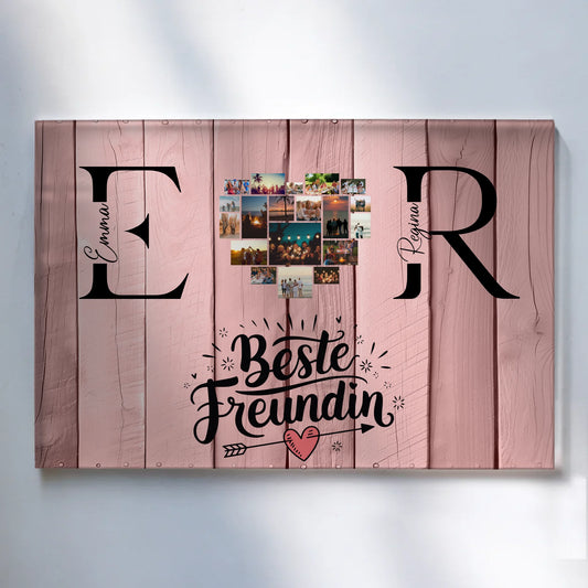 Personalisiertes Acrylglas Wandbild magnetisch mit Fotos Initialien und Namen Geschenk