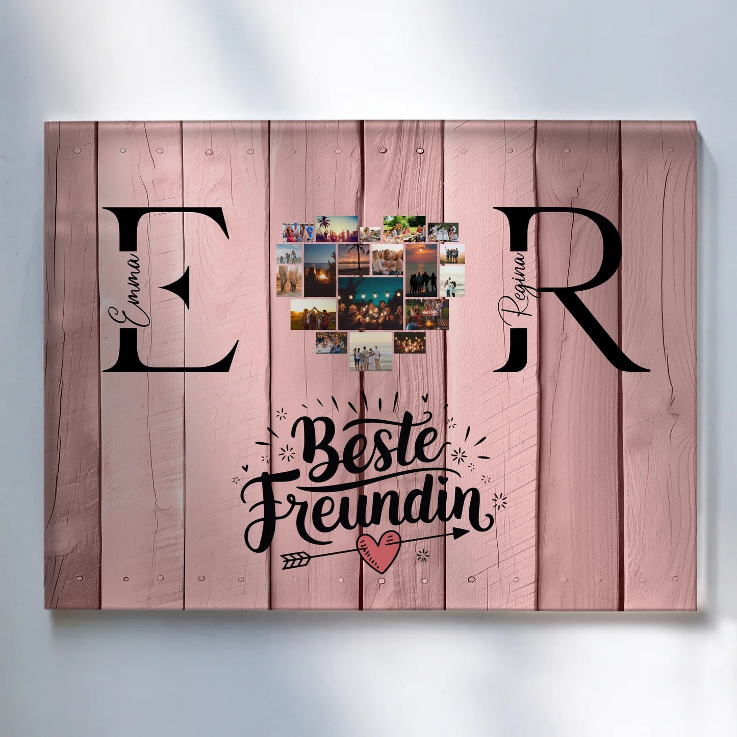 Personalisiertes Acrylglas Wandbild magnetisch mit Fotos Initialien und Namen Geschenk