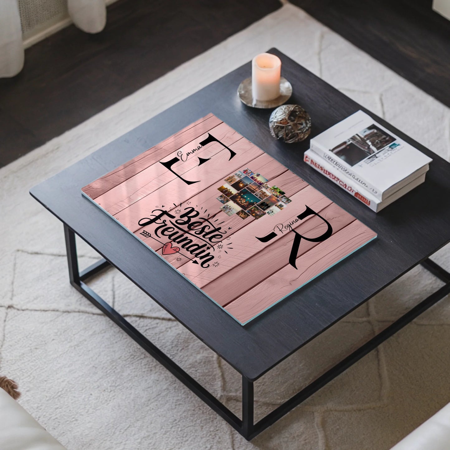 Personalisiertes Acrylglas Wandbild magnetisch mit Fotos Initialien und Namen Geschenk