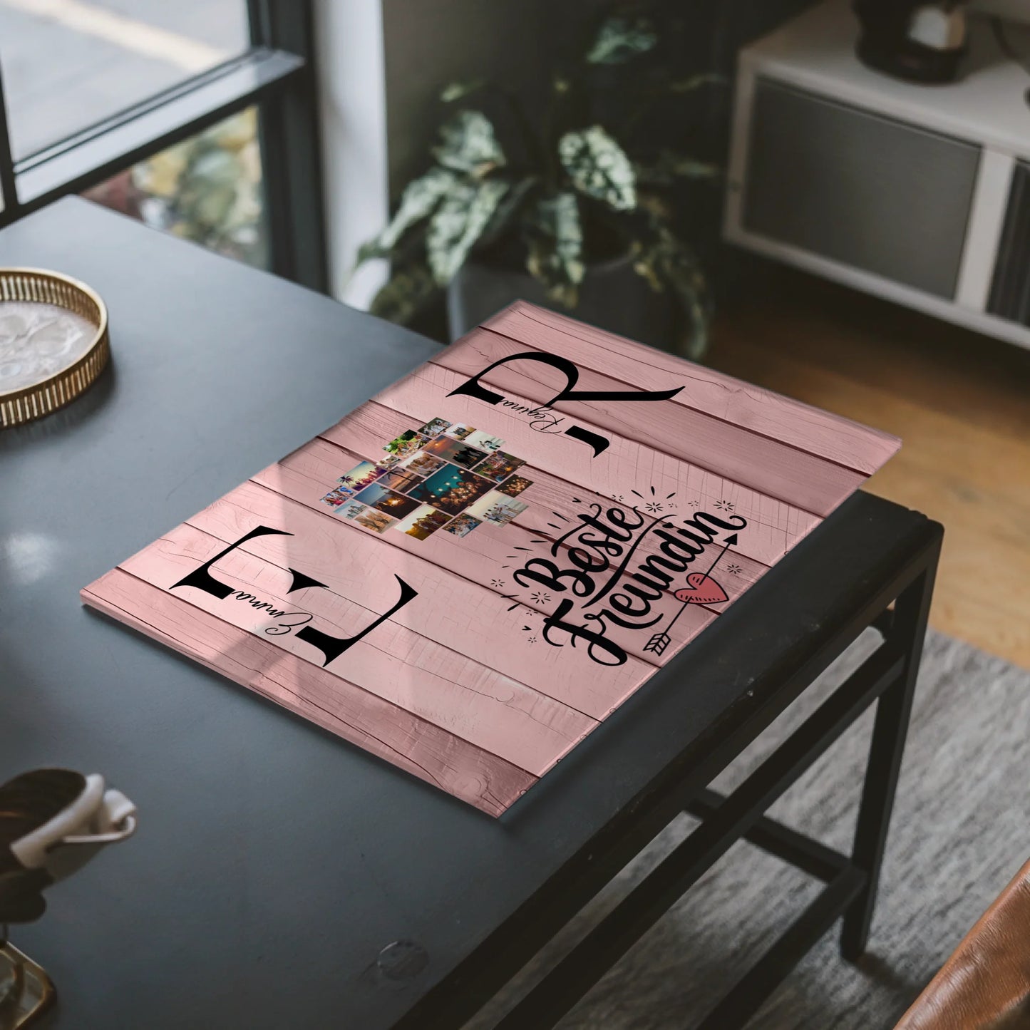 Personalisiertes Acrylglas Wandbild magnetisch mit Fotos Initialien und Namen Geschenk