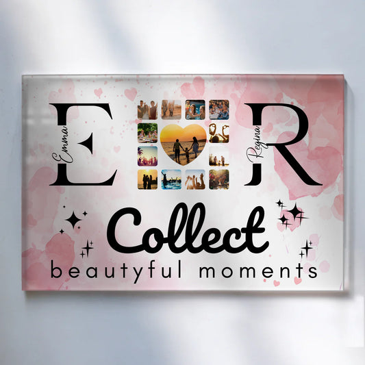 Personalisiertes Acrylglasbild mit Fotos Namen und Initialien Collect Beautyful Moments