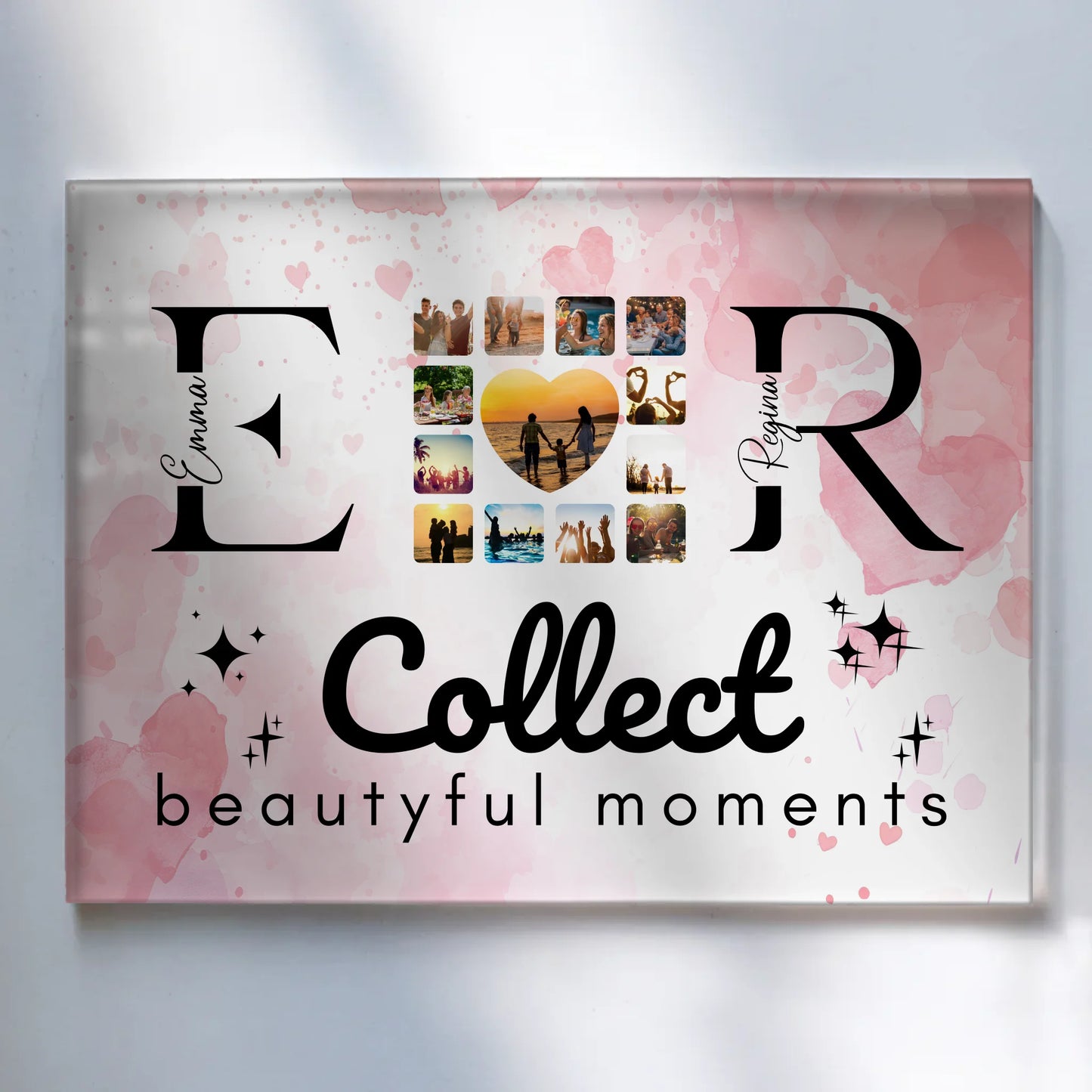 Personalisiertes Acrylglasbild mit Fotos Namen und Initialien Collect Beautyful Moments