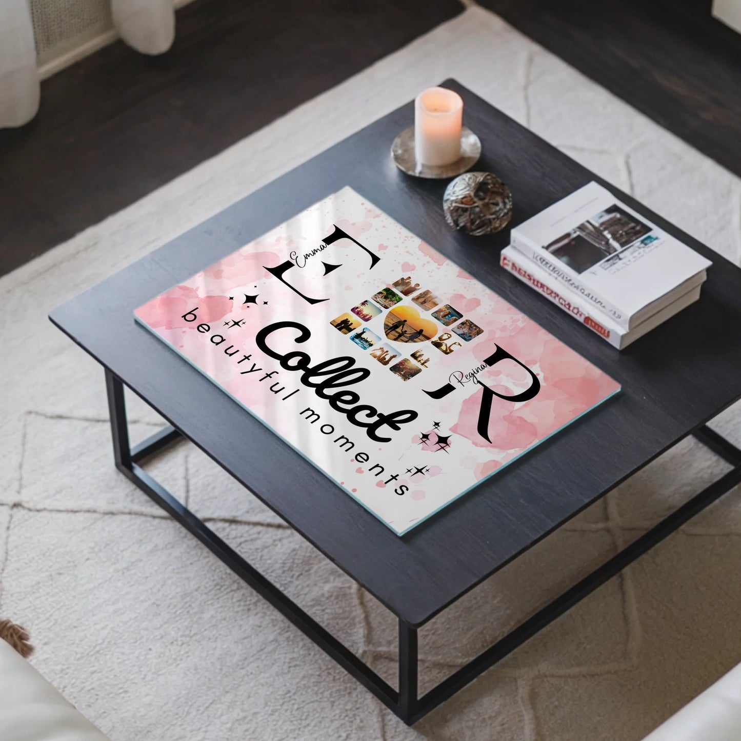 Personalisiertes Acrylglasbild mit Fotos Namen und Initialien Collect Beautyful Moments