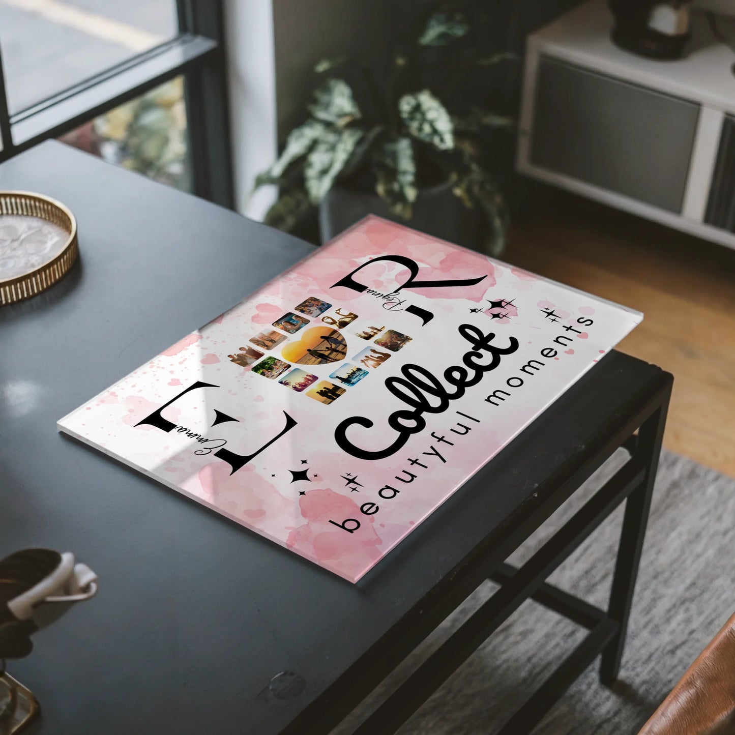 Personalisiertes Acrylglasbild mit Fotos Namen und Initialien Collect Beautyful Moments