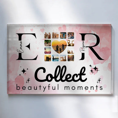 Personalisiertes Acrylglasbild mit Fotos Namen und Initialien Collect Beautyful Moments