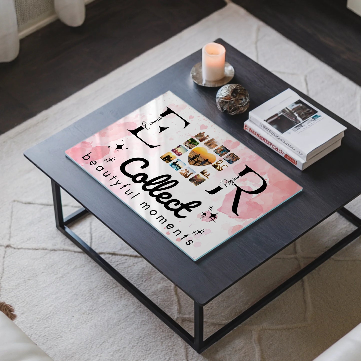 Personalisiertes Acrylglasbild mit Fotos Namen und Initialien Collect Beautyful Moments