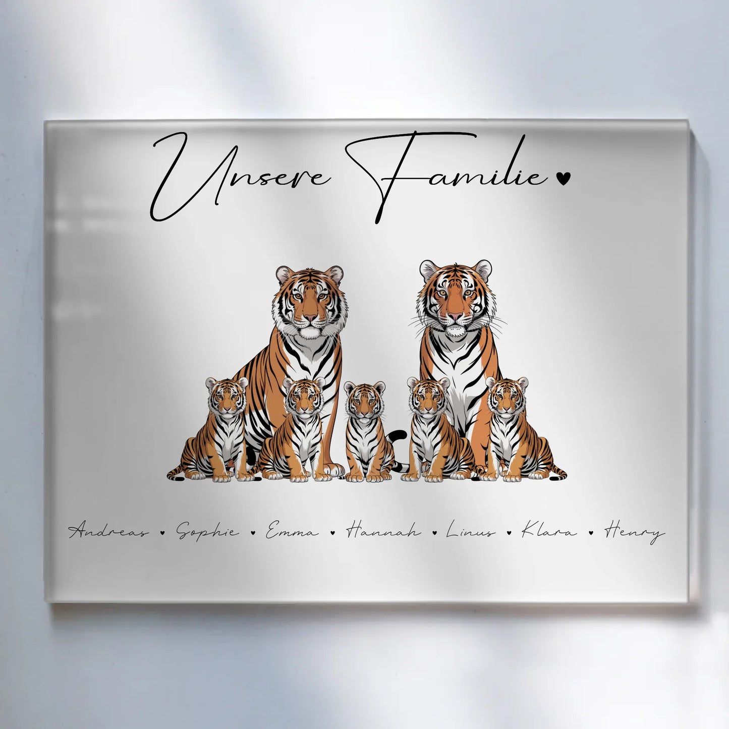 Personalisiertes Acrylglasbild Tiger Familienporträt Geschenk für Mama Papa Oma Opa