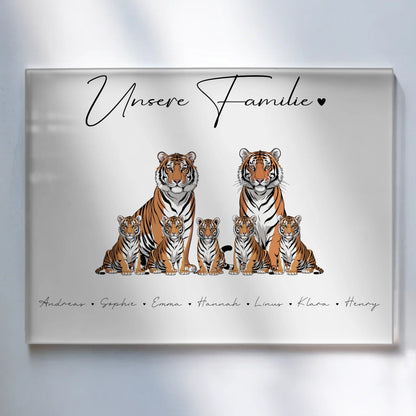 Personalisiertes Acrylglasbild Tiger Familienporträt Geschenk für Mama Papa Oma Opa