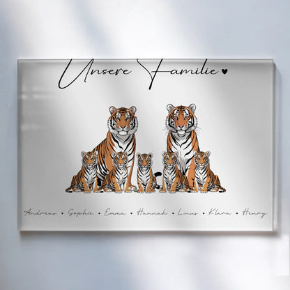 Personalisiertes Acrylglasbild Tiger Familienporträt Geschenk für Mama Papa Oma Opa