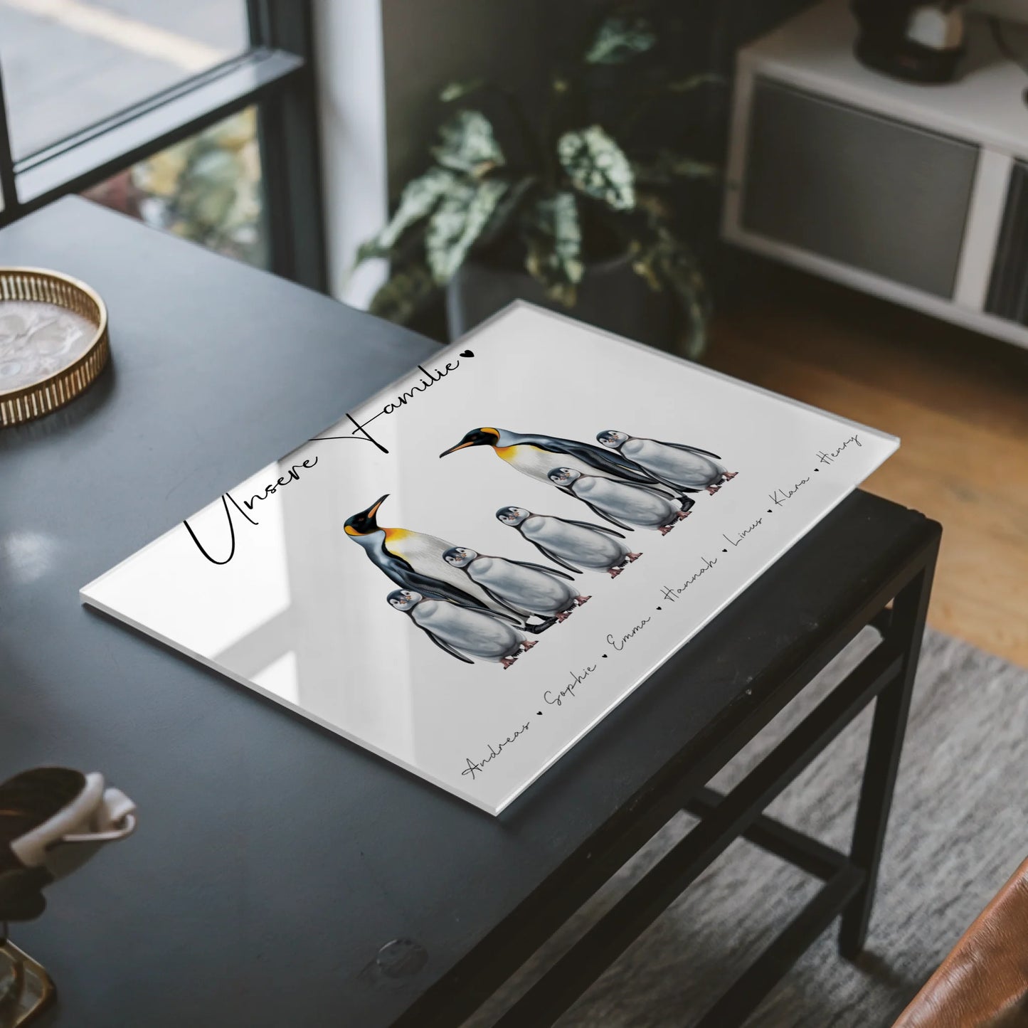 Personalisiertes Acrylglas Bild Pinguin Familienporträt Geschenk für Oma Opa Mama Papa