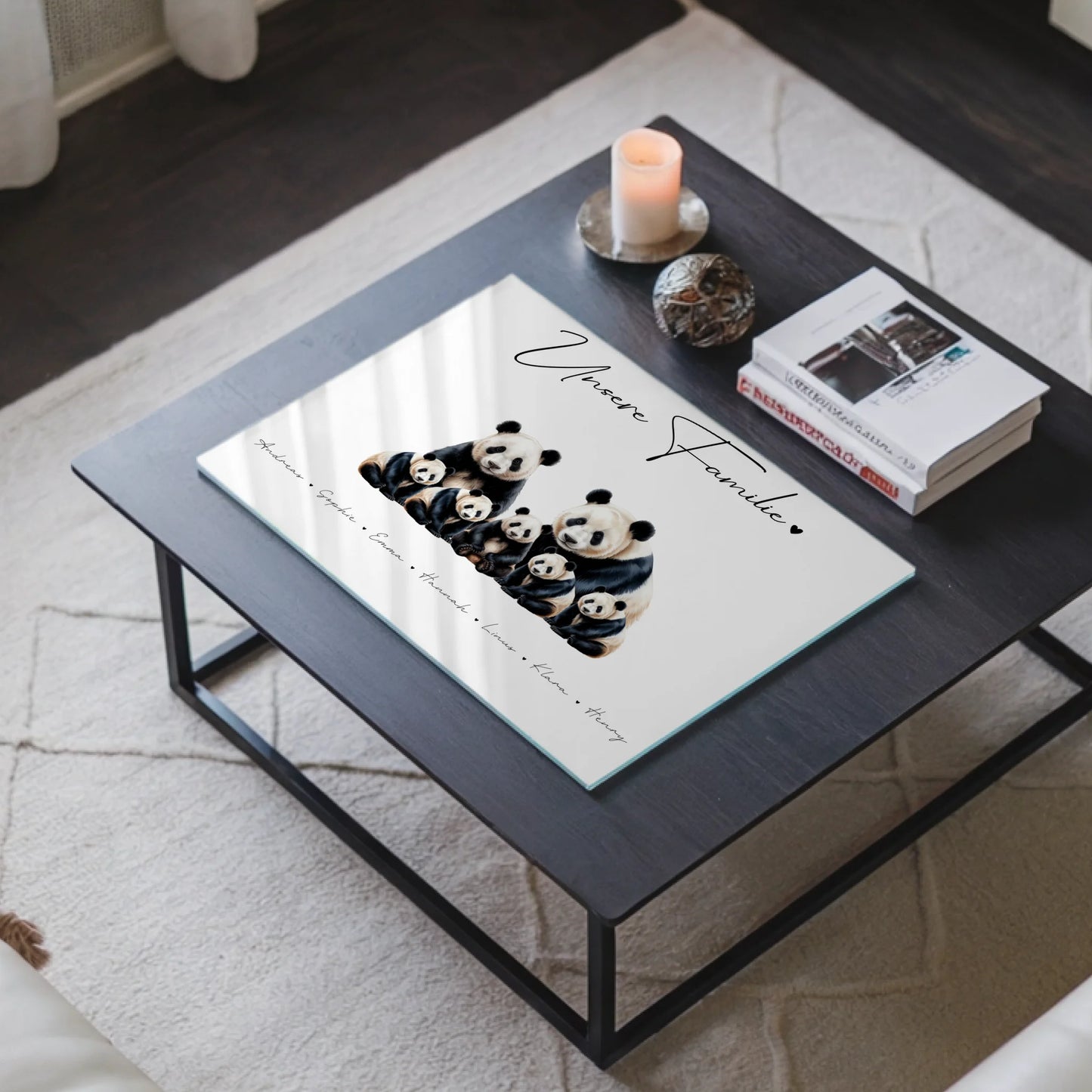 Acrylglasbild Personalisiert Panda Familienporträt Geschenk für Papa Mama Oma Opa