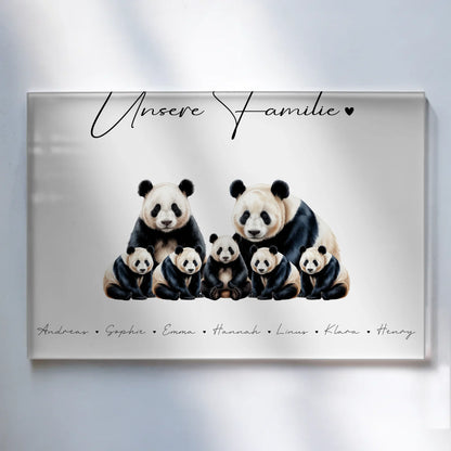 Acrylglasbild Personalisiert Panda Familienporträt Geschenk für Papa Mama Oma Opa