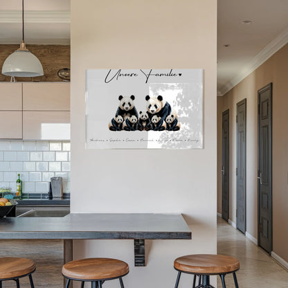 Acrylglasbild Personalisiert Panda Familienporträt Geschenk für Papa Mama Oma Opa