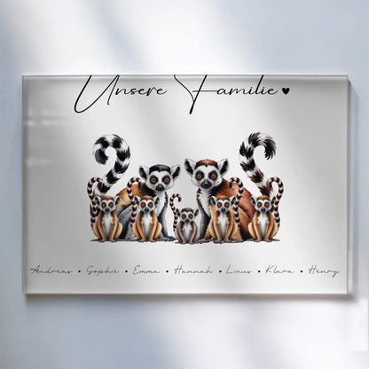 Acrylglas Bild Personalisiert Lemur Familienporträt Geschenk für Mama Papa Oma Opa