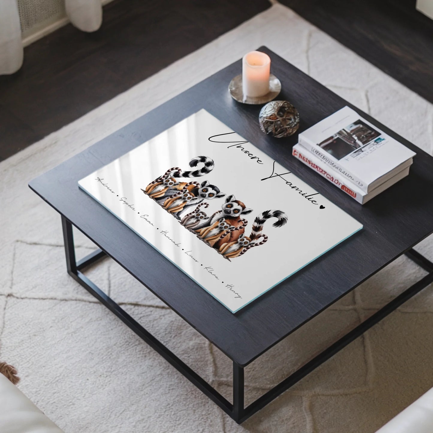Acrylglas Bild Personalisiert Lemur Familienporträt Geschenk für Mama Papa Oma Opa