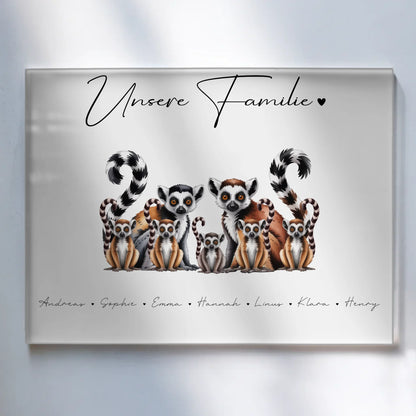 Acrylglas Bild Personalisiert Lemur Familienporträt Geschenk für Mama Papa Oma Opa